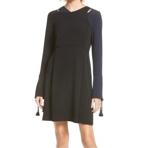 Derek Lam 10 Crosby Bell Sleeve Asymmetrical Neckline Dress